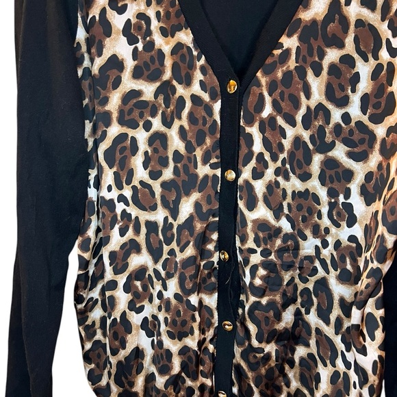 Ashley Stewart Women’s black cardigan with leopard print panels - Size 12 - Picture 4 of 5